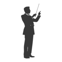 ai généré silhouette orchestre conducteur dans action noir Couleur seulement png