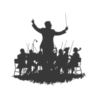 AI generated Silhouette orchestra conductor in action black color only png