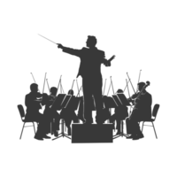 AI generated Silhouette orchestra conductor in action black color only png