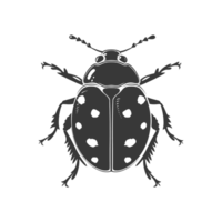 AI generated Silhouette ladybug animal fly black color only png