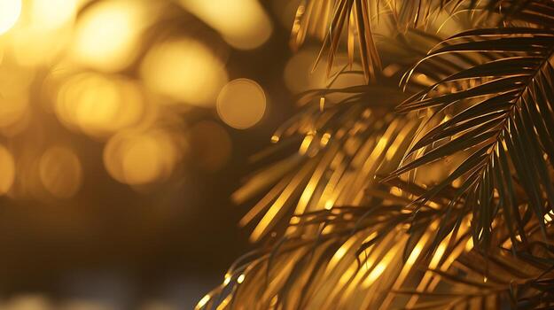 AI generated Close-up of Palm Tree With Blurry Background. Generative AI. photo