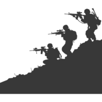 AI generated silhouette of a modern war situation black color only png