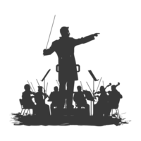 AI generated Silhouette orchestra conductor in action black color only png