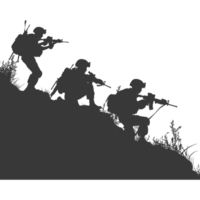 AI generated silhouette of a modern war situation black color only png