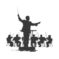 AI generated Silhouette orchestra conductor in action black color only png