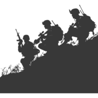 AI generated silhouette of a modern war situation black color only png