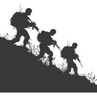 AI generated silhouette of a modern war situation black color only png