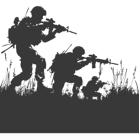 AI generated silhouette of a modern war situation black color only png