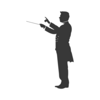 AI generated Silhouette orchestra conductor in action black color only png