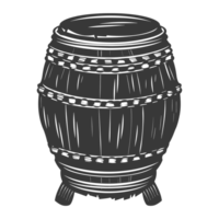 AI generated Silhouette of drum or barrel black color only png