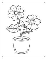 Flower coloring pages for kids, Flower illustration vector