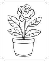 flower coloring pages for kids vector