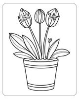 Cute flower coloring pages for kids, flower vector illustration