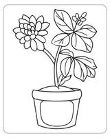linda flor colorante paginas para niños, flor vector ilustración