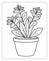 Flower coloring pages for kids, Flower illustration vector