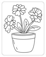 flower coloring pages for kids vector