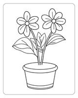 Flower coloring pages for kids, Flower illustration vector