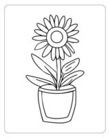 Flower coloring pages for kids, Flower illustration vector