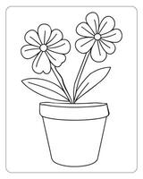 Flower coloring pages for kids, Flower illustration vector