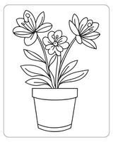 Cute flower coloring pages for kids, flower vector illustration