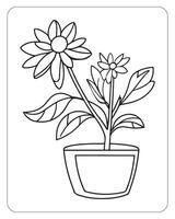 flower coloring pages for kids vector