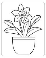 Cute flower coloring pages for kids, flower vector illustration