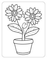 flower coloring pages for kids vector