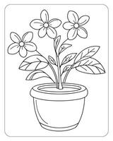 flower coloring pages for kids vector