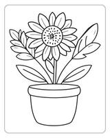 Flower coloring pages for kids, Flower illustration vector