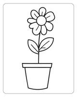 Flower coloring pages for kids, Flower illustration vector