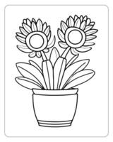 Flower coloring pages for kids, Flower illustration vector