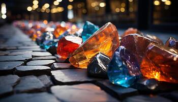 AI generated Shiny gemstone collection illuminates nature vibrant beauty in precious rocks generated by AI photo