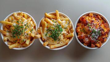 AI generated Cheese fries in a bowl photo