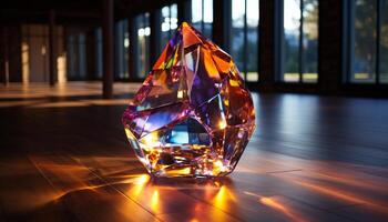 AI generated Shiny gemstone reflects vibrant colors, illuminating modern luxury and elegance generated by AI photo