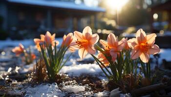 AI generated A vibrant bouquet of colorful flowers brightens the meadow in spring generated by AI photo