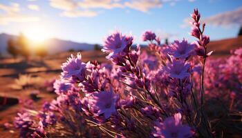 AI generated Purple flower head blossoms in meadow, nature vibrant beauty generated by AI photo