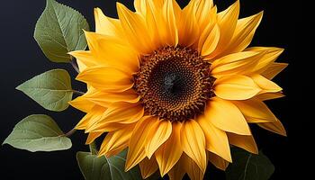 ai generado brillante amarillo girasol, un soltero flor en naturaleza prado generado por ai foto