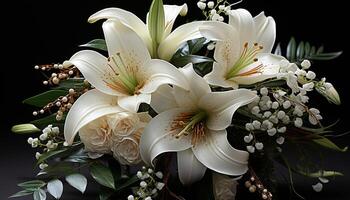ai generado un hermosa ramo de flores de fresco, elegante flores en lleno floración generado por ai foto