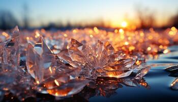 ai generado brillante cristal joya refleja brillantemente, esclarecedor vibrante azul invierno noche generado por ai foto