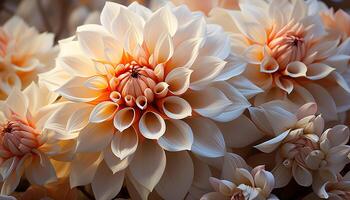 AI generated Nature beauty in a close up of a vibrant dahlia bouquet generated by AI photo