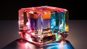 AI generated Shiny gemstone reflects vibrant colors, illuminating abstract glass jewelry generated by AI photo