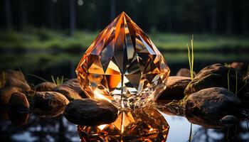 ai generado brillante oro joyería refleja riqueza y amor en naturaleza belleza generado por ai foto