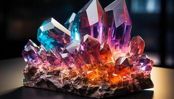 ai generado un vibrante colección de piedras preciosas ilumina naturaleza belleza generado por ai foto