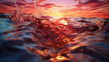 AI generated Nature wave reflects the beauty of summer multi colored sunset generated by AI photo