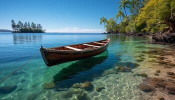 AI generated Tranquil journey on transparent water, nature beauty in tropical paradise generated by AI photo