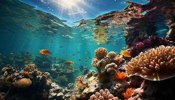 ai generado el submarino arrecife es un multi de colores paisaje de belleza generado por ai foto