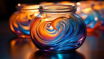 AI generated Vibrant colored pottery jar reflects celebration of cultures and creativity generated by AI photo