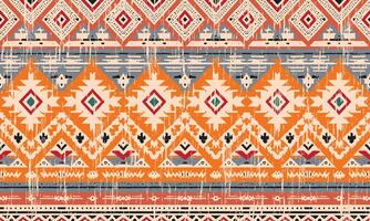 adorno geométrico ikat con diamantes. ikkat. patrón sin costuras estilo azteca. textura vectorial étnica tribal. bordado popular, indio, escandinavo, gitano, mexicano, alfombra africana, papel tapiz. vector