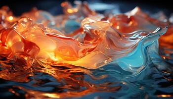 AI generated Abstract liquid flame in nature vibrant colors, wet wave generated by AI photo