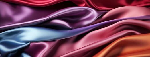 AI generated Rich Multicolored Satin Fabric Waves photo